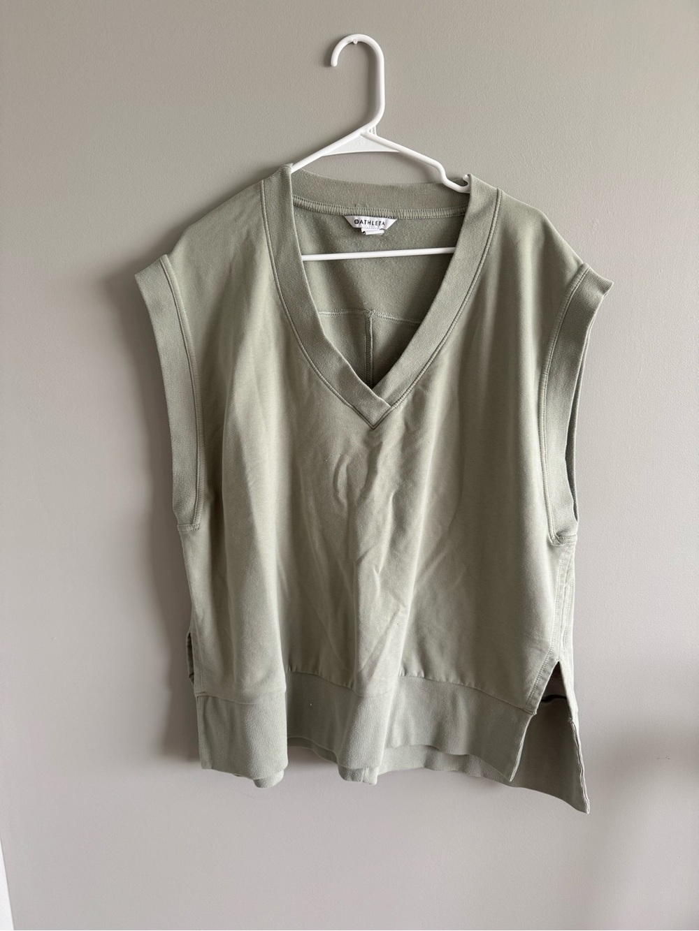 Athleta Sleeveless V-Neck Knit Vest in Sage